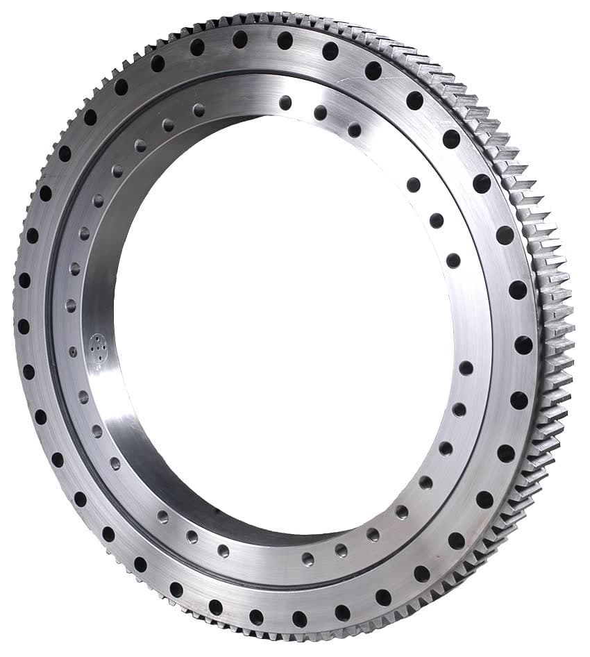 Large slewing ring bearing with gear teeth